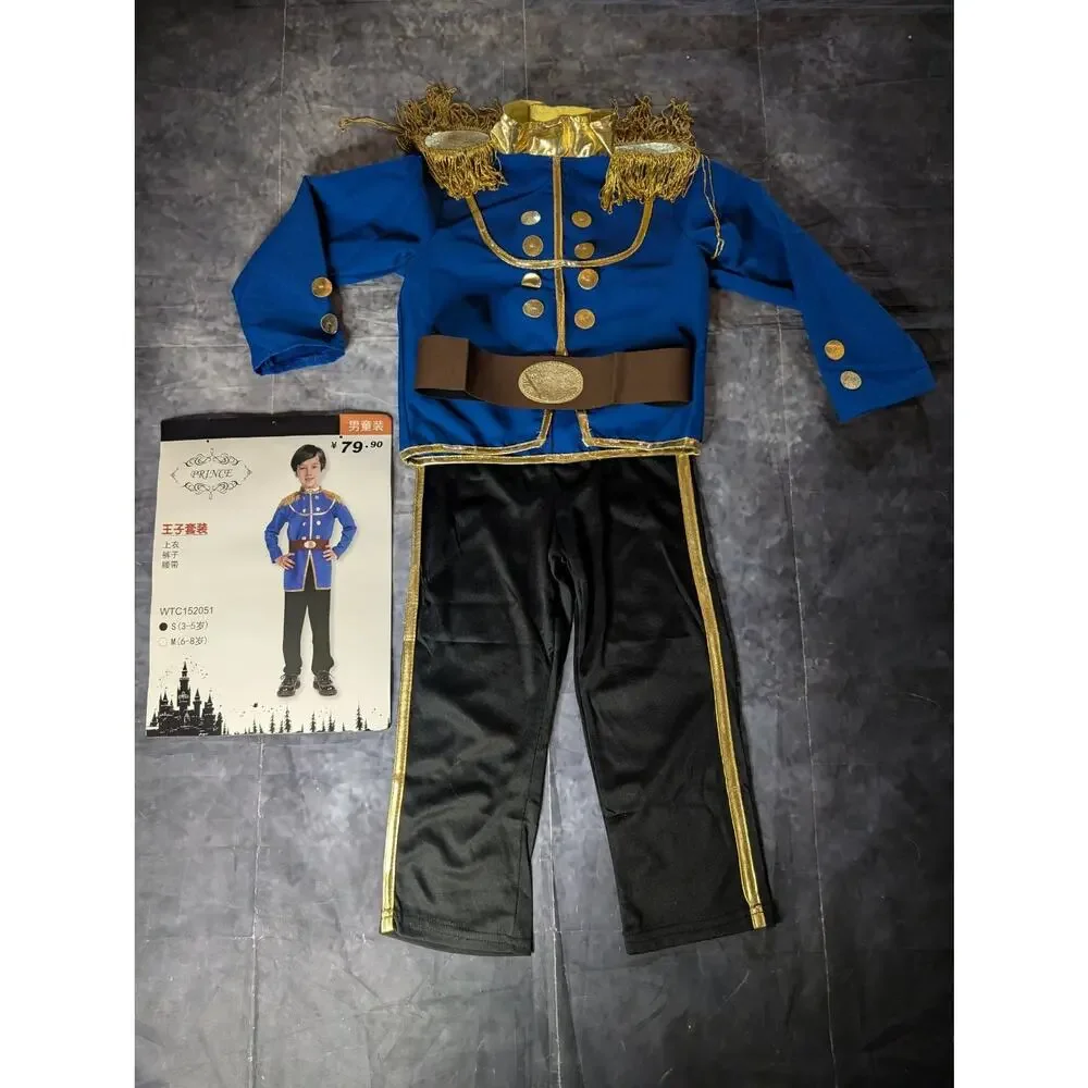 NEW! Blue Boys Prince Charming Outfit Kids Halloween Costume Party Size 3-5
